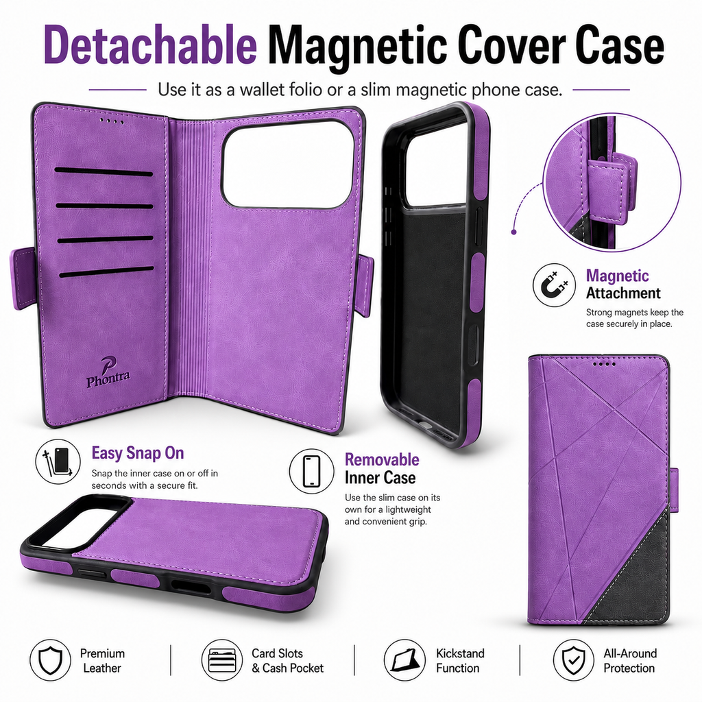 Phontra EMF wallet case wireless charging compatible
