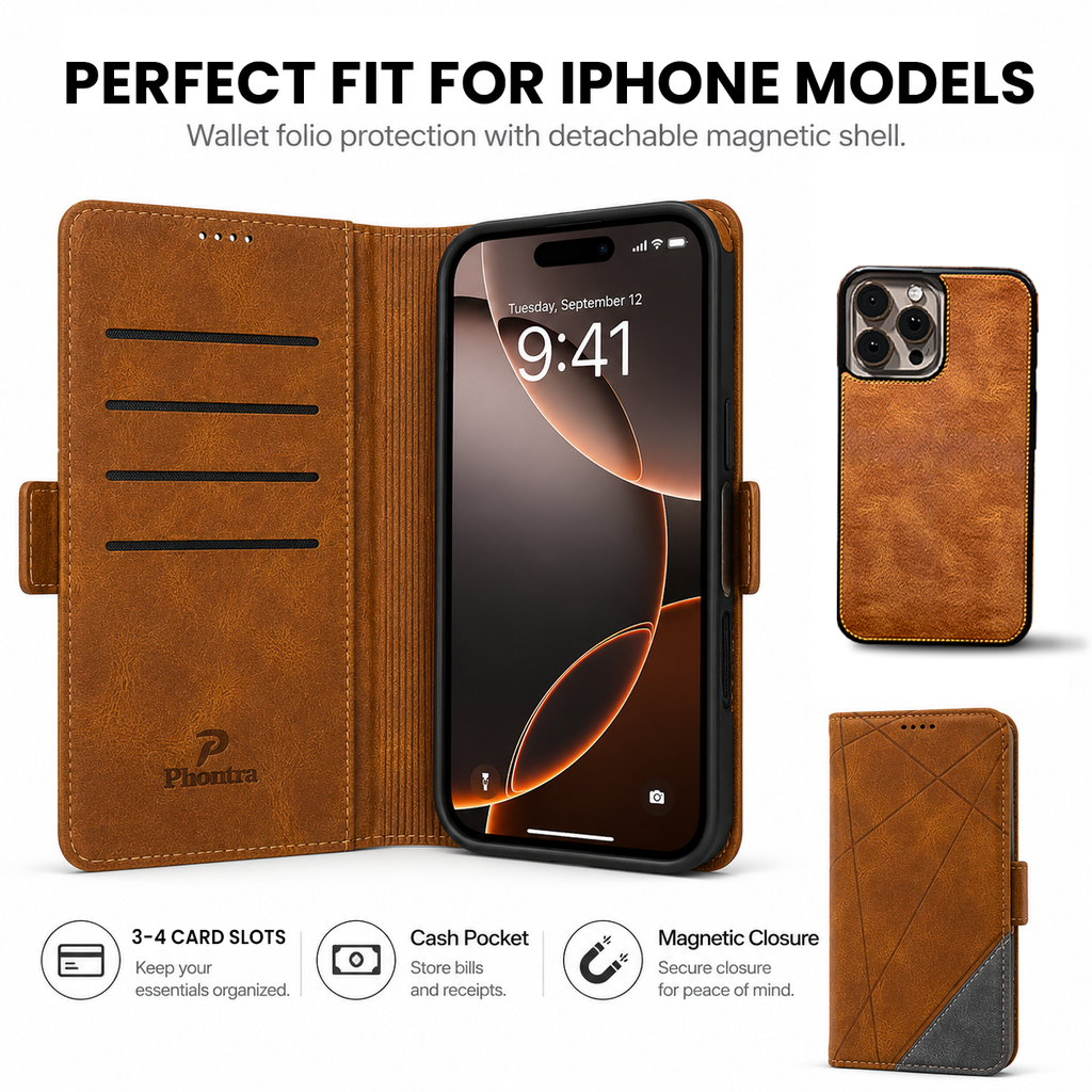 Phontra EMF case MagSafe compatible detachable wallet