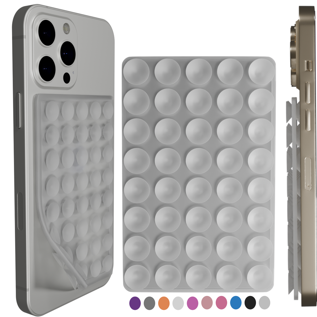 Phontra suction phone case top view showing nano-suction grip layer