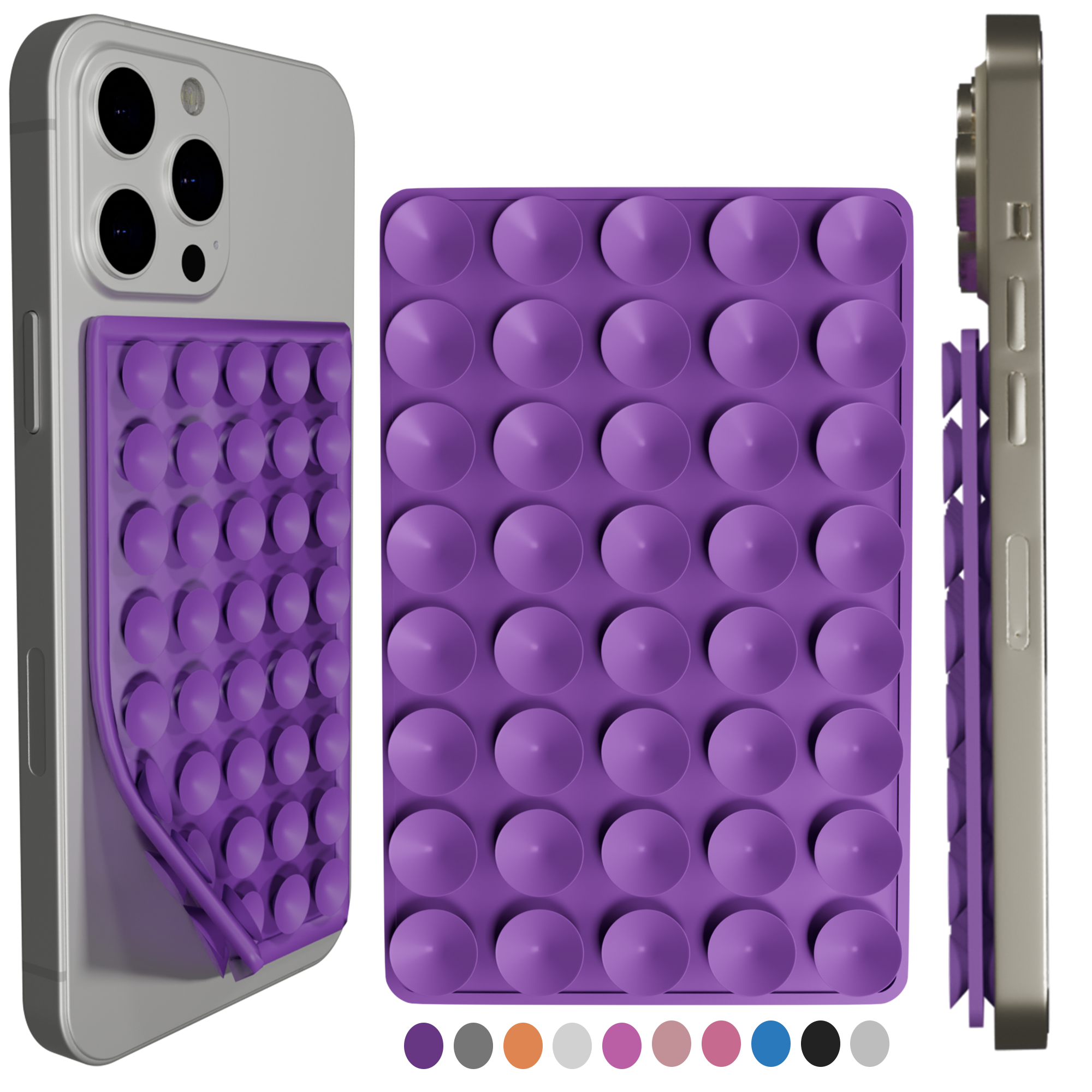 Silicone Double-Sided Suction Cup Phone Case Detachable Mount, Sticky Phone Grip with Higher Suction Power for iPhone, Hands-Free Phone Accessories Holder for Selfies and Videos