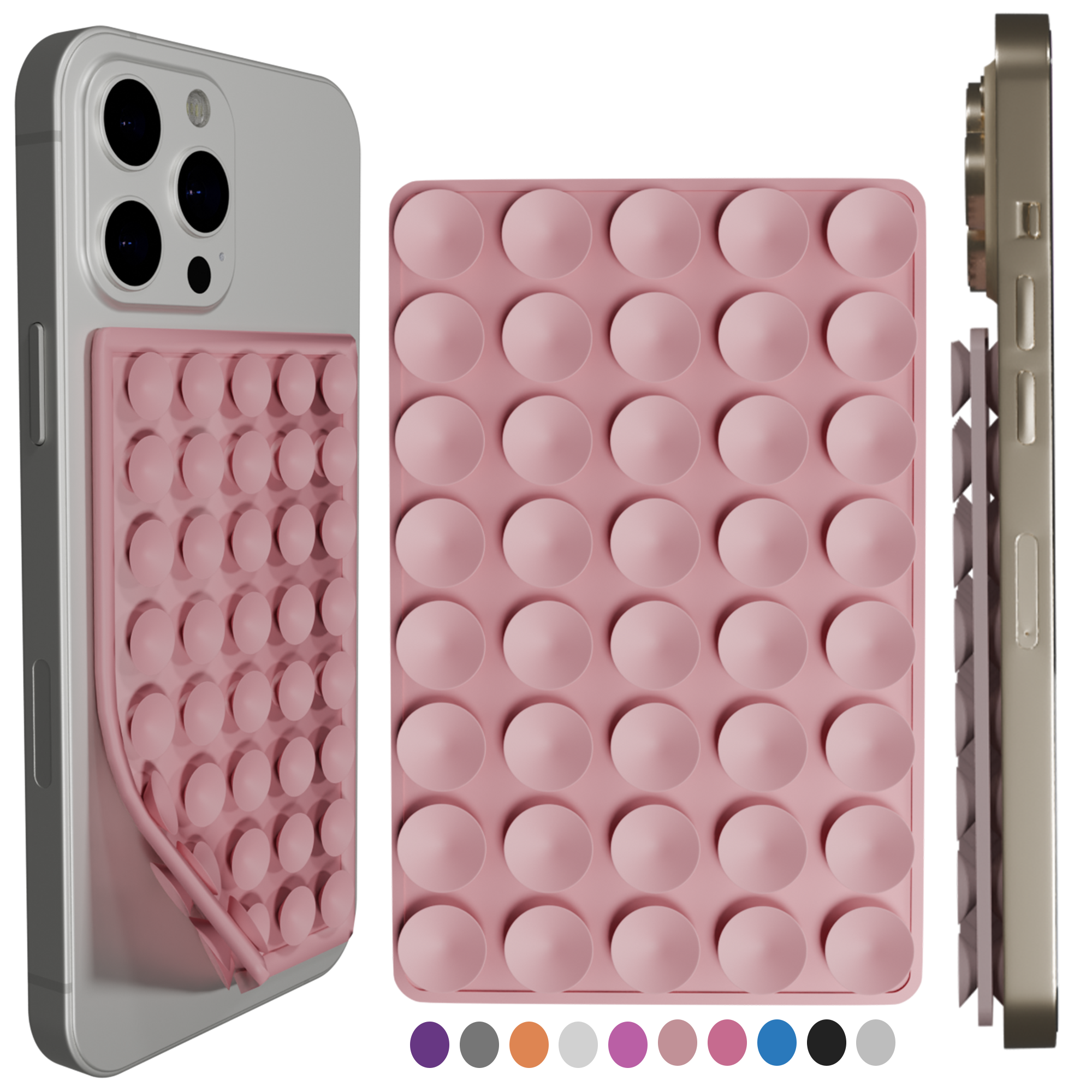 Silicone Double-Sided Suction Cup Phone Case Detachable Mount, Sticky Phone Grip with Higher Suction Power for iPhone, Hands-Free Phone Accessories Holder for Selfies and Videos