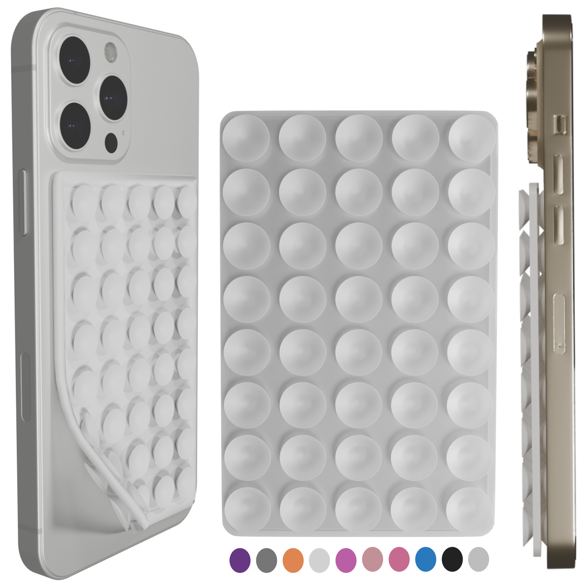 Silicone Double-Sided Suction Cup Phone Case Detachable Mount, Sticky Phone Grip with Higher Suction Power for iPhone, Hands-Free Phone Accessories Holder for Selfies and Videos