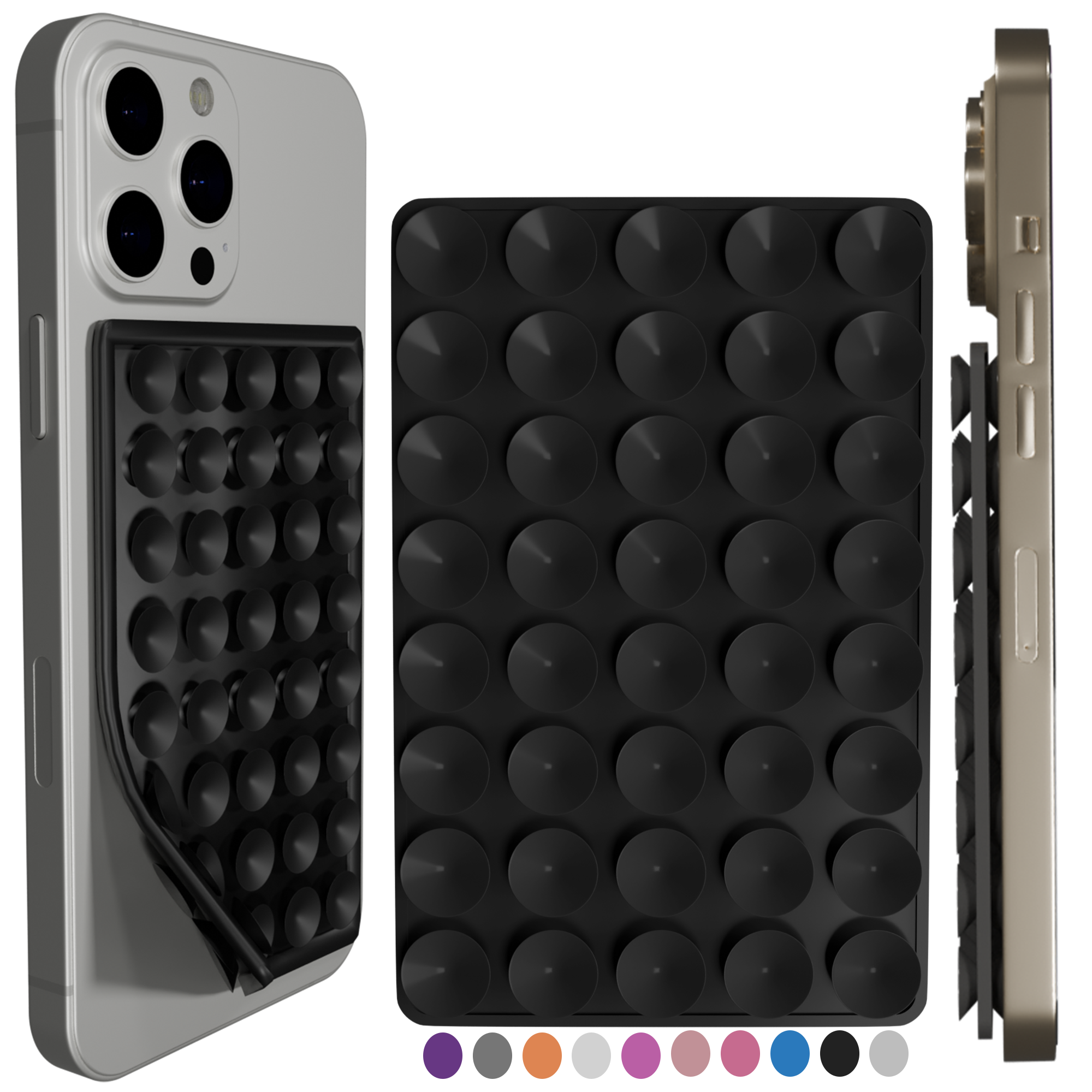 Silicone Double-Sided Suction Cup Phone Case Detachable Mount, Sticky Phone Grip with Higher Suction Power for iPhone, Hands-Free Phone Accessories Holder for Selfies and Videos