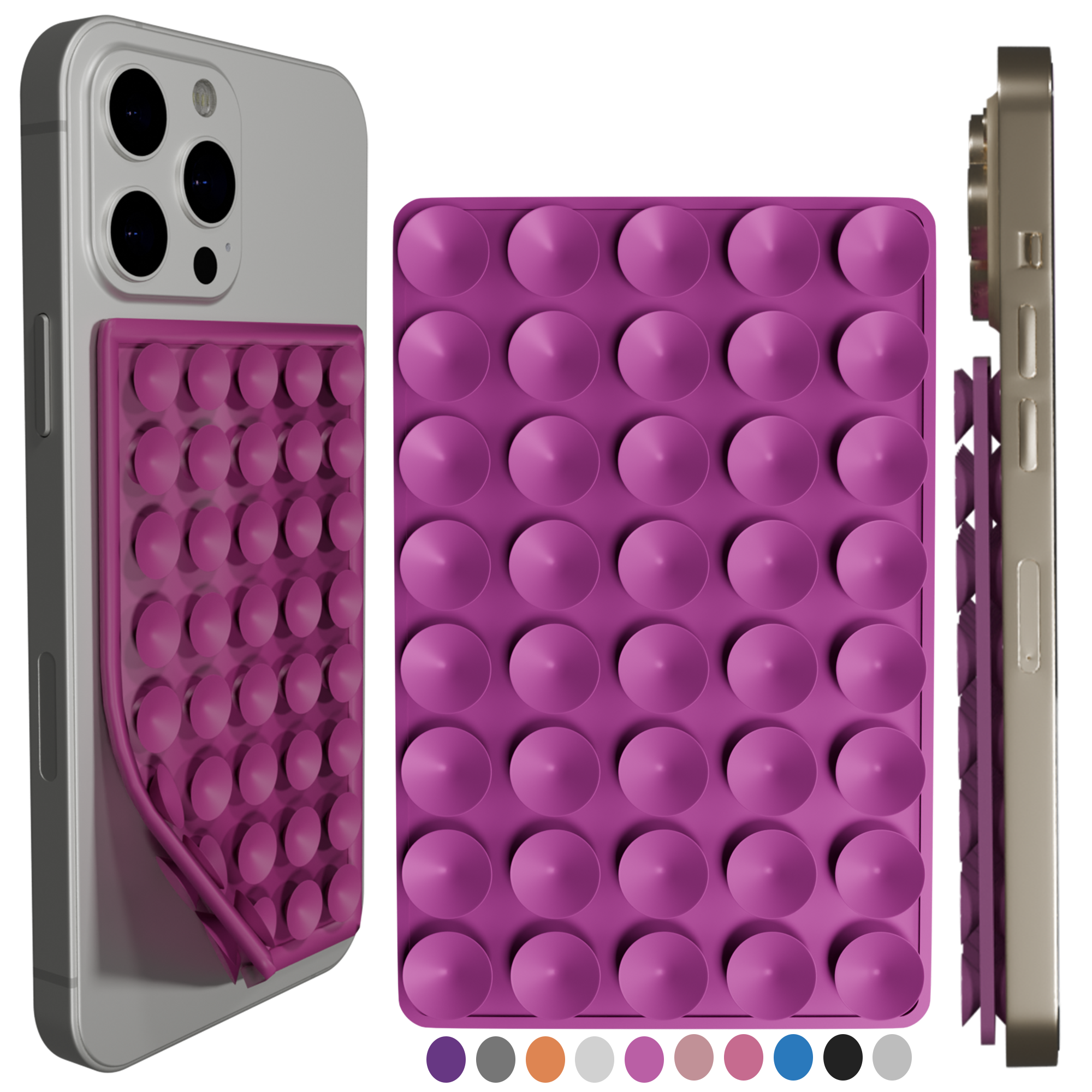 Silicone Double-Sided Suction Cup Phone Case Detachable Mount, Sticky Phone Grip with Higher Suction Power for iPhone, Hands-Free Phone Accessories Holder for Selfies and Videos