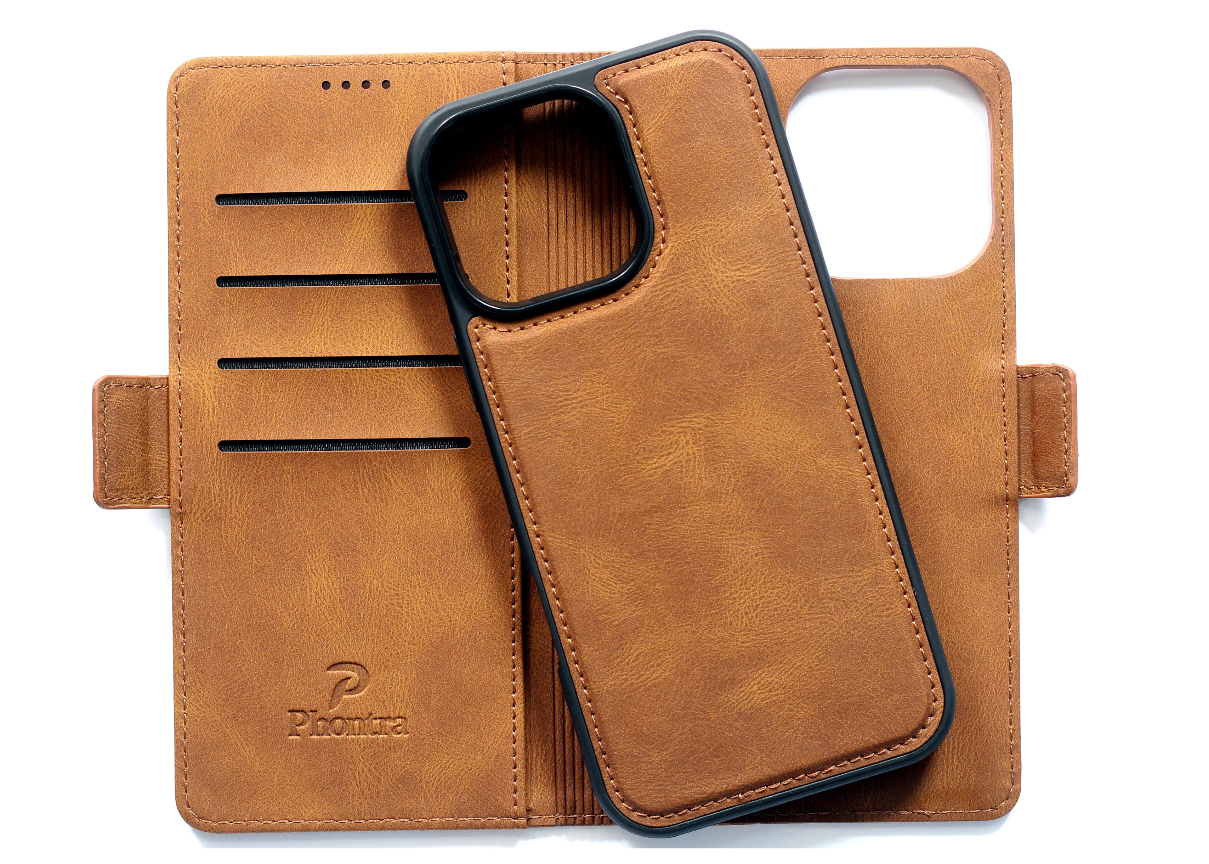 EMF Protection Anti Radiation Cell Phone Wallet Case for iPhone, EMF Blocker Genuine Leather Flip Folio Phone Cover, RFID Blocking Card Holder, MagSafe Case Wallet