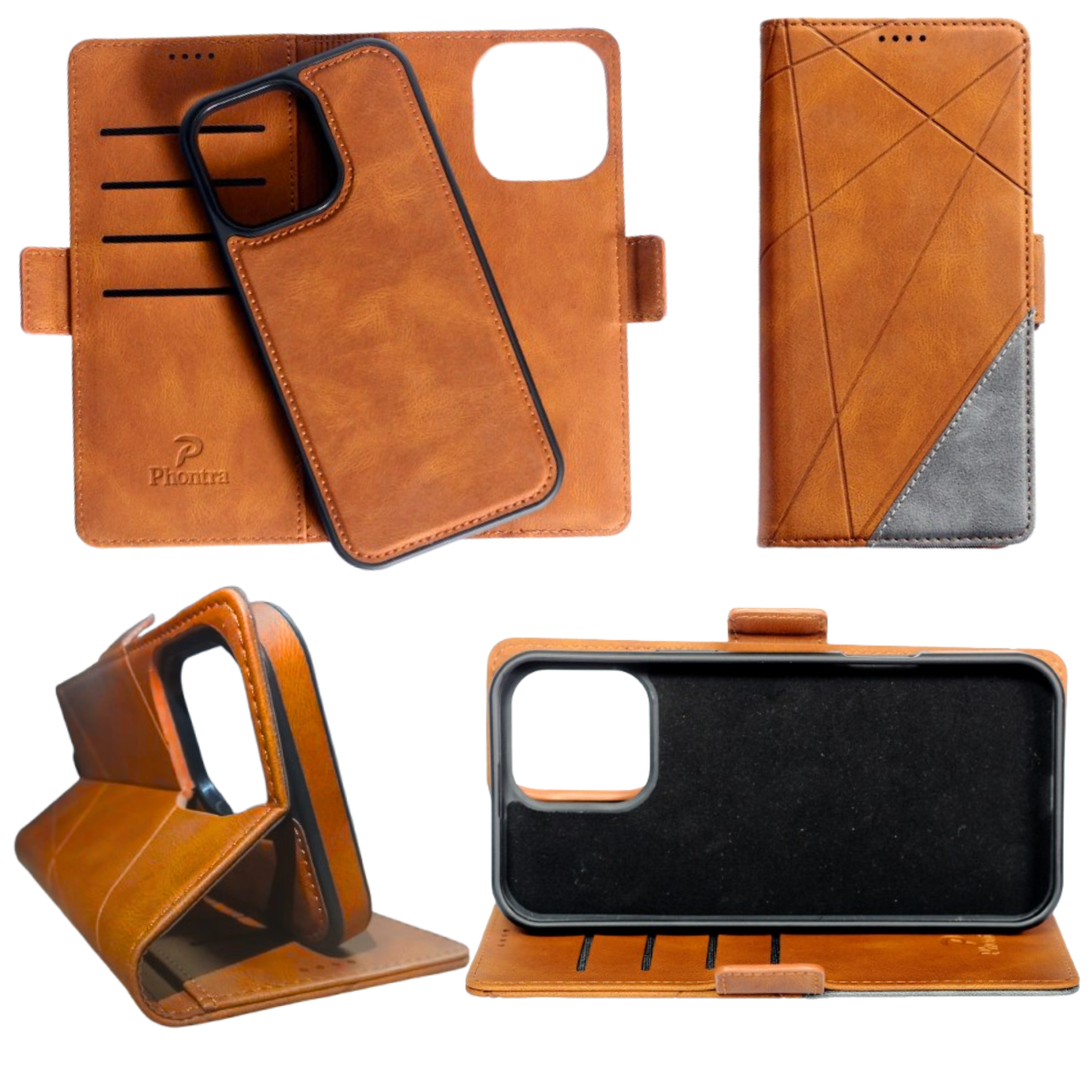 EMF Protection Anti Radiation Cell Phone Wallet Case for iPhone, EMF Blocker Genuine Leather Flip Folio Phone Cover, RFID Blocking Card Holder, MagSafe Case Wallet